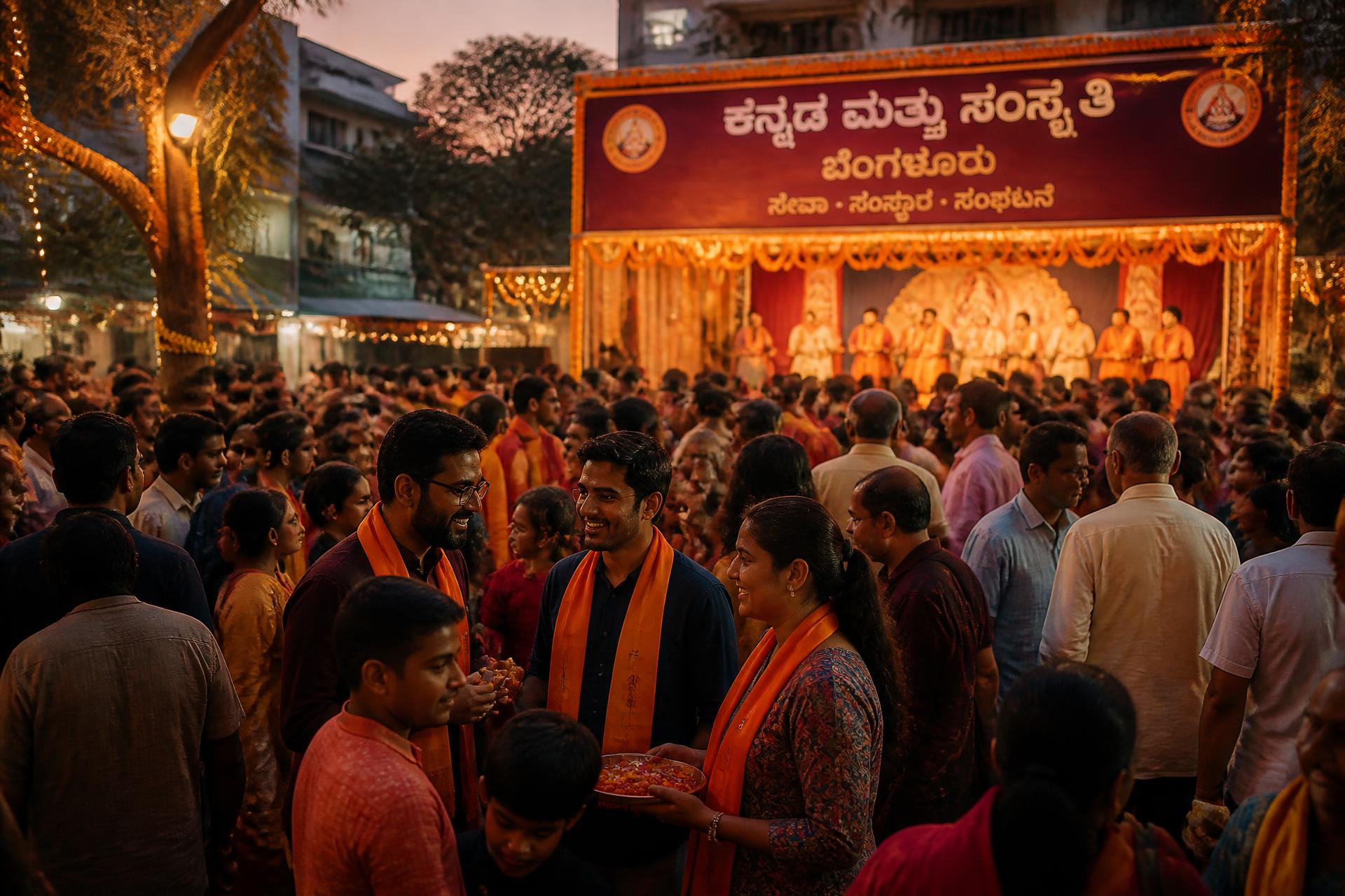 Families and volunteers gathered at a community cultural celebration in Bengaluru